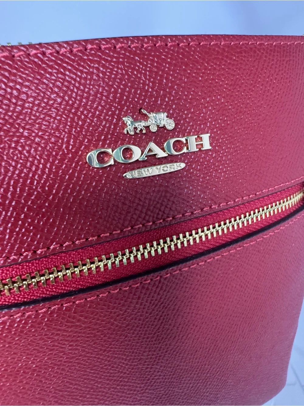 #403 Coach NWT Crossgrain Mini Rowan File Red Crossbody Bag